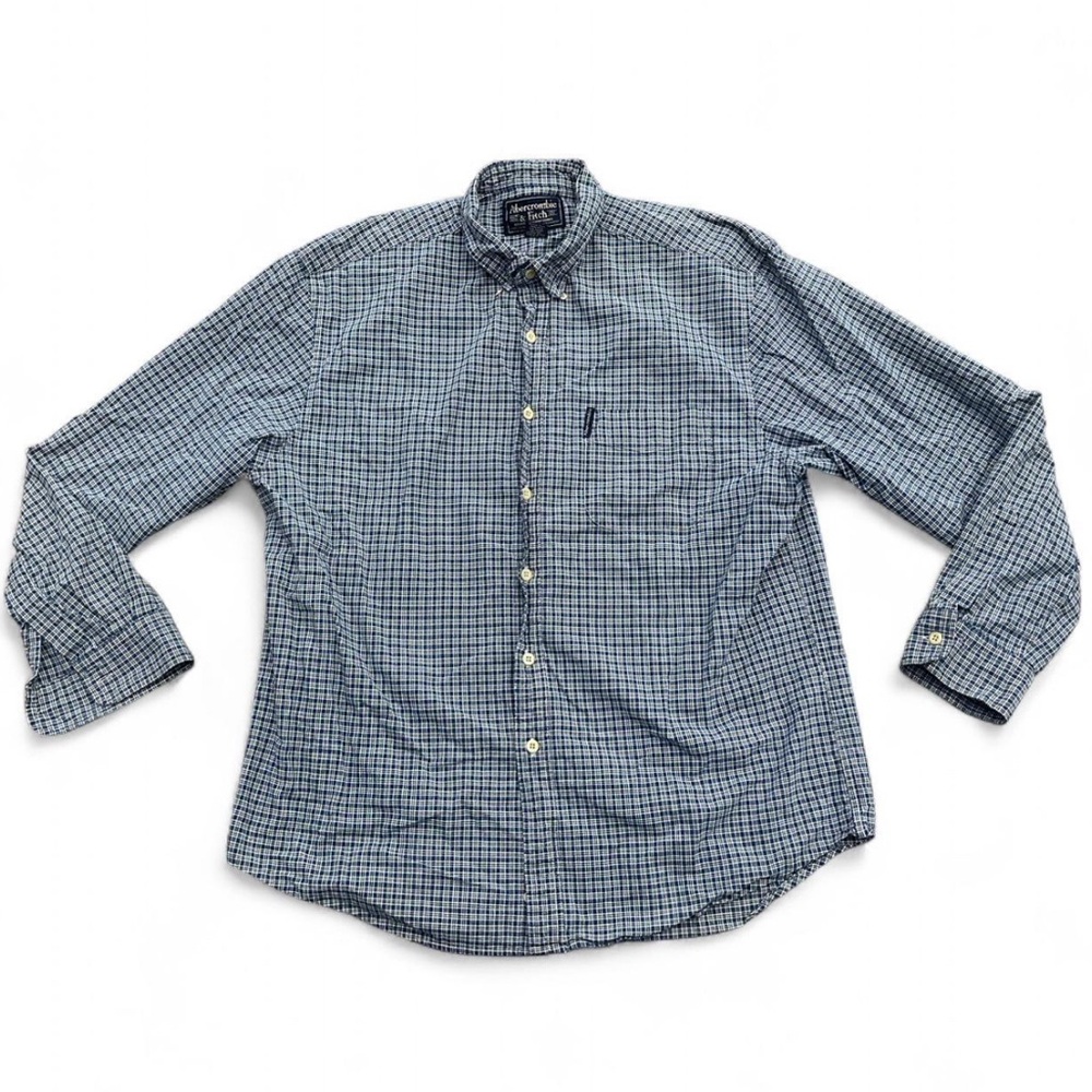 Vintage Abercrombie & Fitch Blue and White Plaid Button-up